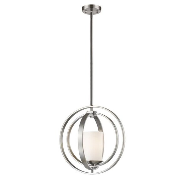 Z-Lite Ashling 1 Light Mini Pendant, Brushed Nickel & Matte Opal 6002MP-BN - main